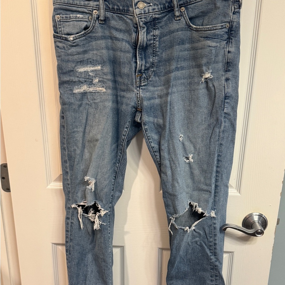 Abercrombie & Fitch Blue Ripped Skinny Jeans